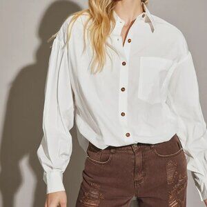 019 - Boyfriend Button Down White Top